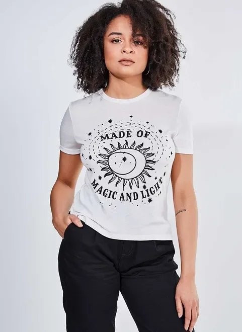 blusa mística estampa flocada blusa mística estampa flocada