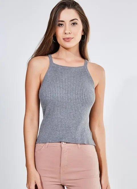 blusa de alcinha em malha canelada blusa de alcinha em malha canelada