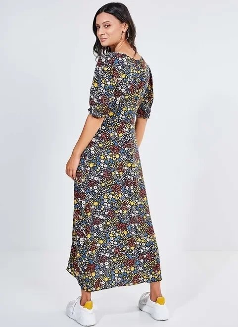 vestido midi acinturado floral vestido midi acinturado floral