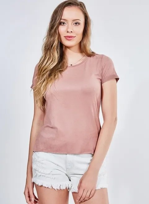 blusa em suede manga dobrada blusa em suede manga dobrada