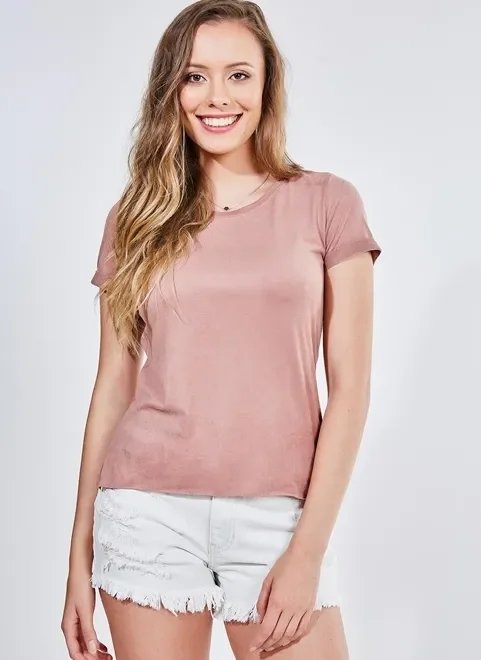 blusa em suede manga dobrada blusa em suede manga dobrada