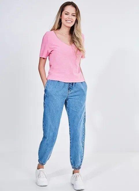 calça jeans jogger cintura alta calça jeans jogger cintura alta