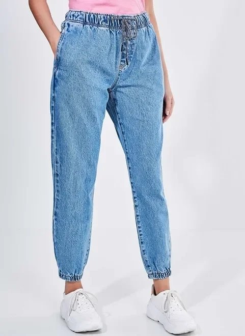 calça jeans jogger cintura alta calça jeans jogger cintura alta