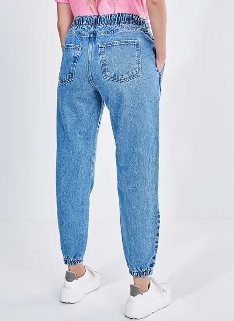 calça jeans jogger cintura alta calça jeans jogger cintura alta