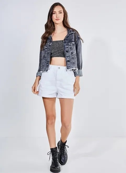 jaqueta jeans marmorizado bainha desfiada jaqueta jeans marmorizado bainha desfiada