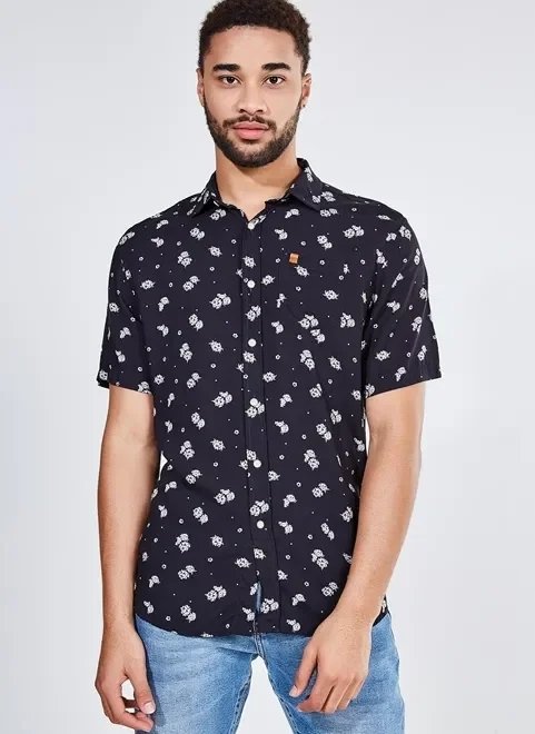 camisa manga curta floral camisa manga curta floral