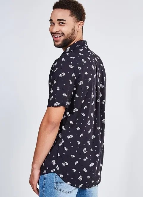 camisa manga curta floral camisa manga curta floral