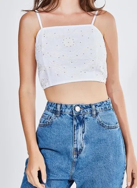 top branco bordado top branco bordado