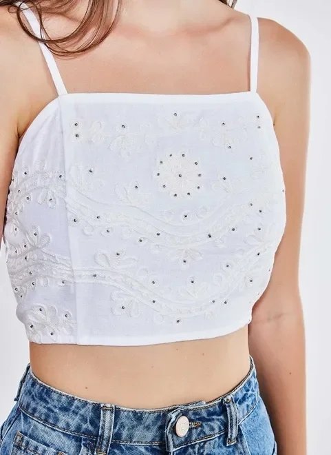 top branco bordado top branco bordado
