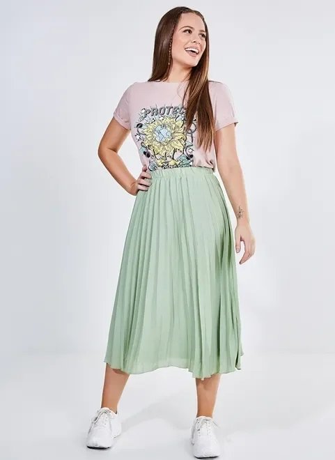 saia midi plissada verde seco saia midi plissada verde seco