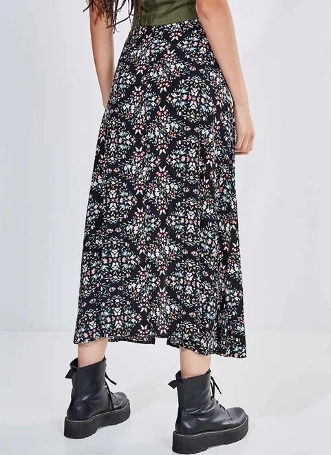 saia midi estampada flores e borboletas saia midi estampada flores e borboletas