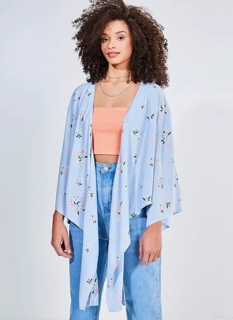 kimono estampa floral com nó kimono estampa floral com nó