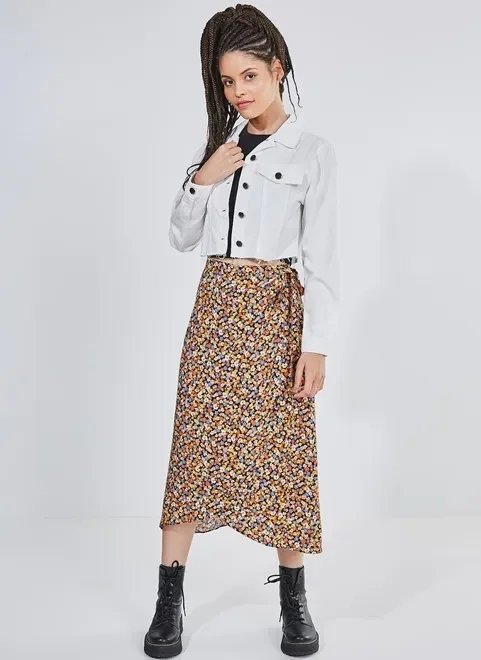 saia midi transpassada estampa floral saia midi transpassada estampa floral