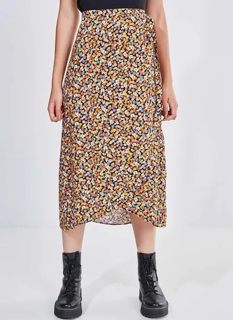 saia midi transpassada estampa floral saia midi transpassada estampa floral