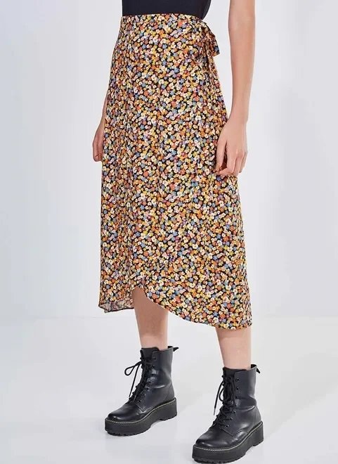 saia midi transpassada estampa floral saia midi transpassada estampa floral