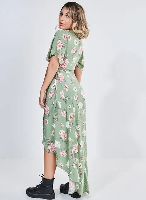 vestido longo verde com estampa floral vestido longo verde com estampa floral