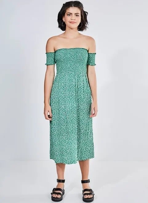 vestido midi verde com estampa floral liberty vestido midi verde com estampa floral liberty