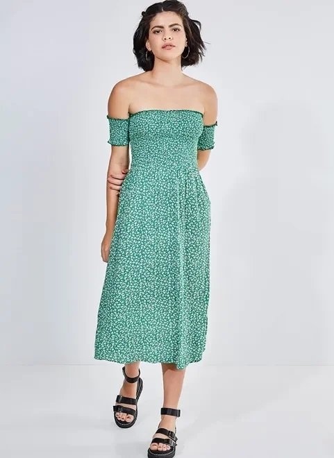 vestido midi verde com estampa floral liberty vestido midi verde com estampa floral liberty