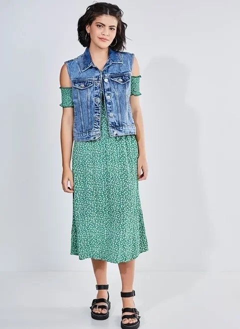 vestido midi verde com estampa floral liberty vestido midi verde com estampa floral liberty