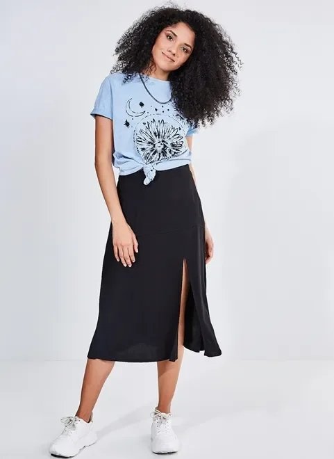 saia midi com fenda saia midi com fenda