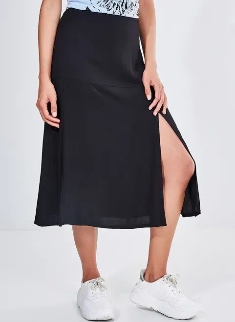 saia midi com fenda saia midi com fenda