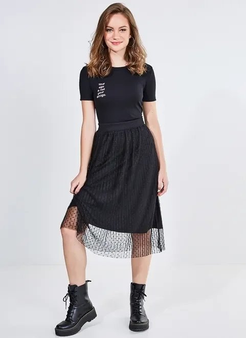 saia midi em tule poá saia midi em tule poá