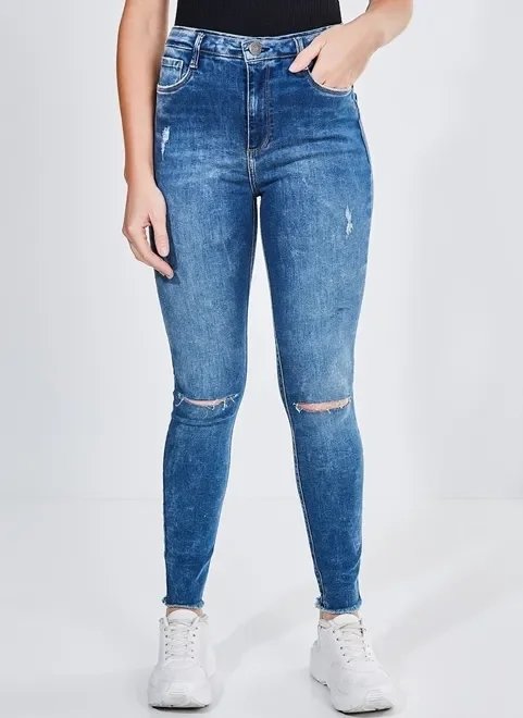 calça skinny cintura alta com rasgos calça skinny cintura alta com rasgos