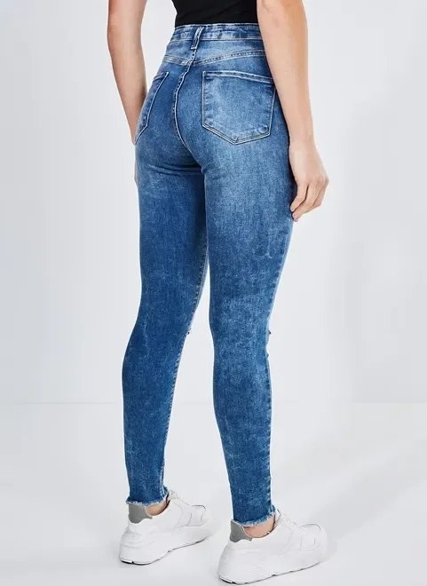 calça skinny cintura alta com rasgos calça skinny cintura alta com rasgos