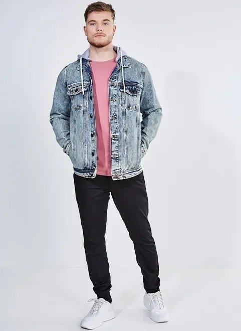 jaqueta jeans com capuz em moletom jaqueta jeans com capuz em moletom