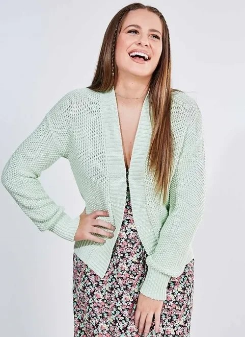 cardigan verde candy em tricô cardigan verde candy em tricô
