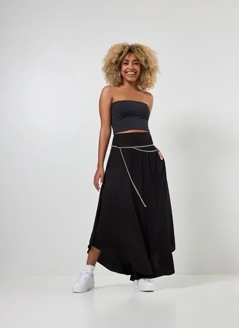 saia longa com bolsos saia longa com bolsos