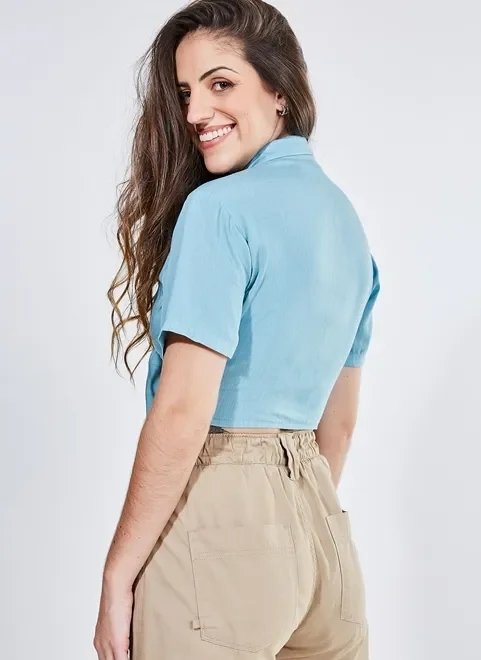 camisa manga curta com amarração camisa manga curta com amarração