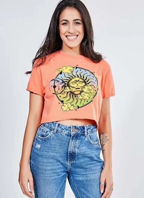blusa cropped coral sol místico blusa cropped coral sol místico