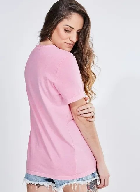 camiseta rosa estampa pássaro camiseta rosa estampa pássaro