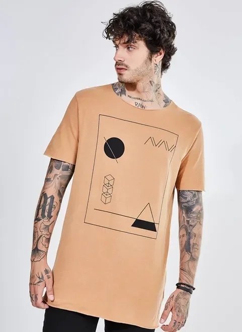 camiseta alongada estampa geométrica camiseta alongada estampa geométrica