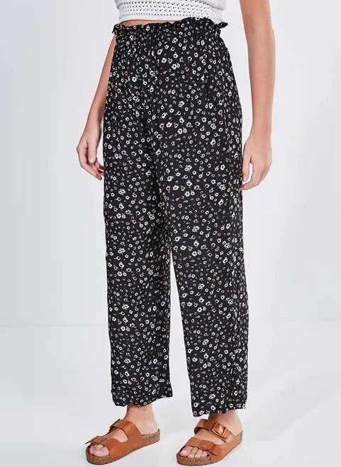 calça estampa floral elástico cintura calça estampa floral elástico cintura