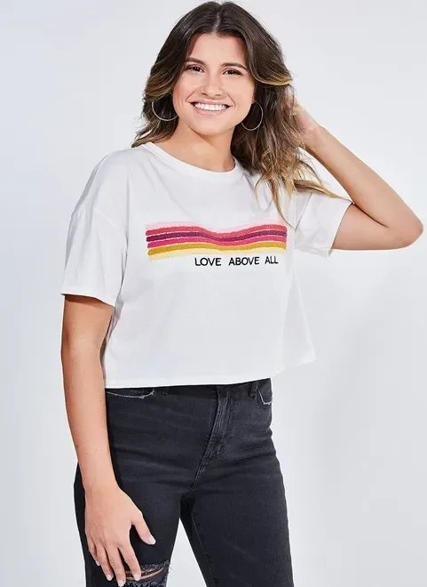 blusa cropped com listras em chenille blusa cropped com listras em chenille