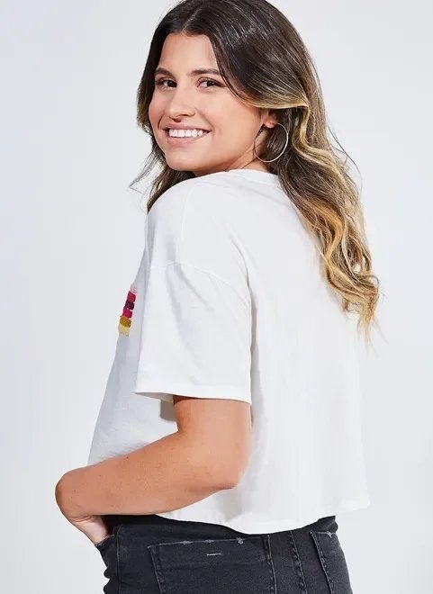 blusa cropped com listras em chenille blusa cropped com listras em chenille