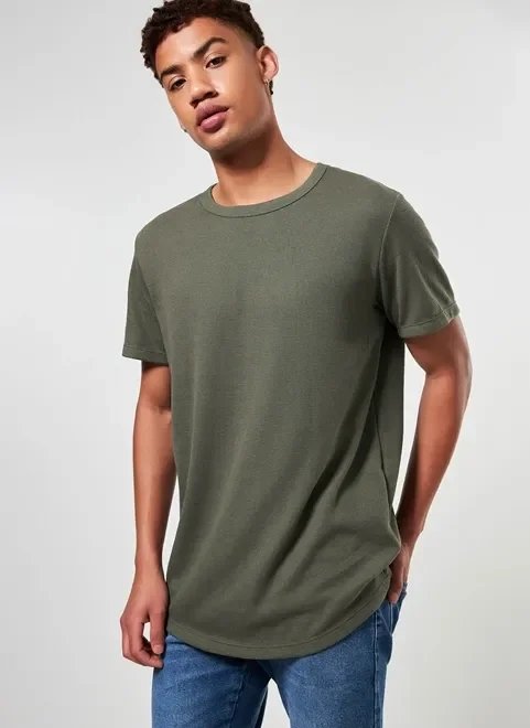 camiseta alongada em malha texturizada camiseta alongada em malha texturizada