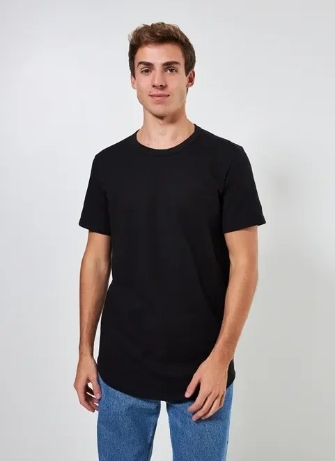 camiseta alongada em malha texturizada camiseta alongada em malha texturizada