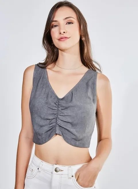 blusa cropped estonada com detalhe no decote blusa cropped estonada com detalhe no decote