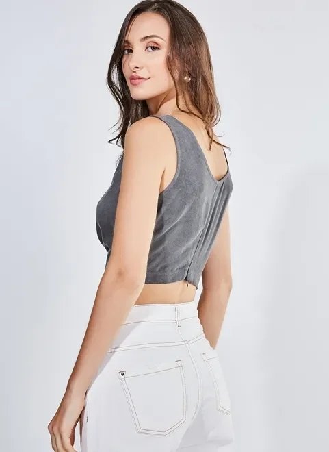 blusa cropped estonada com detalhe no decote blusa cropped estonada com detalhe no decote