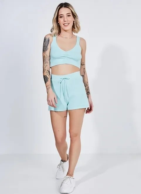 short cintura alta em tricô verde candy short cintura alta em tricô verde candy