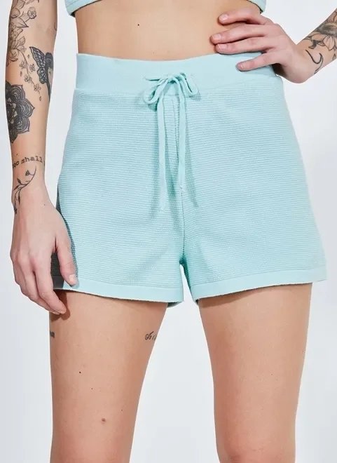 short cintura alta em tricô verde candy short cintura alta em tricô verde candy