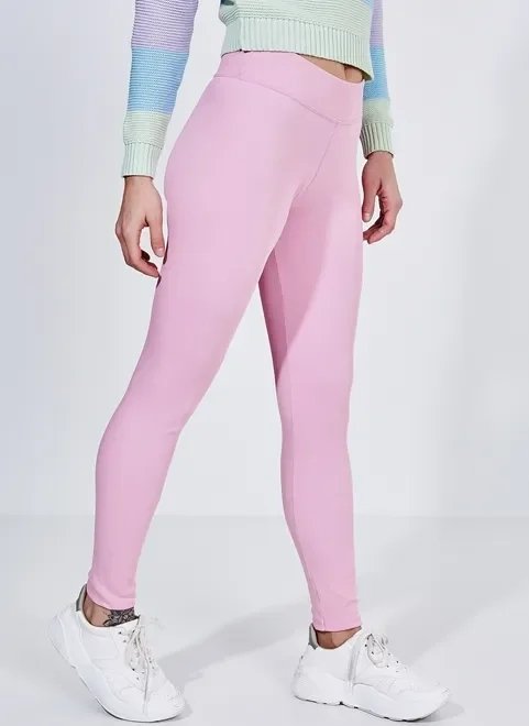 calça legging em malha rosa chiclete calça legging em malha rosa chiclete