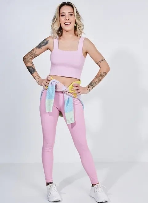 calça legging em malha rosa chiclete calça legging em malha rosa chiclete