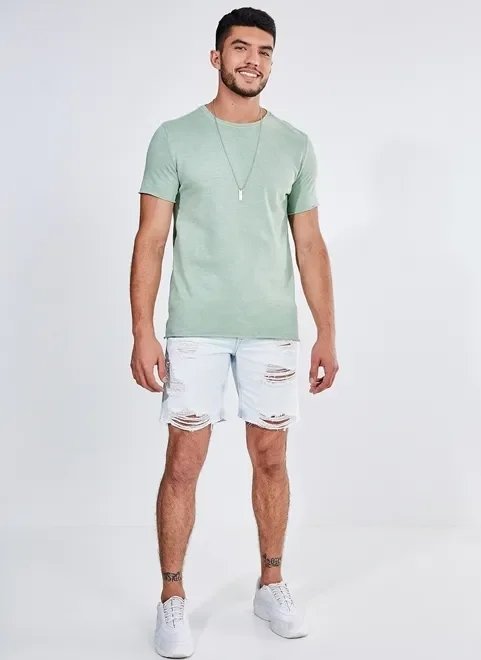 bermuda destroyed em jeans delavê bermuda destroyed em jeans delavê