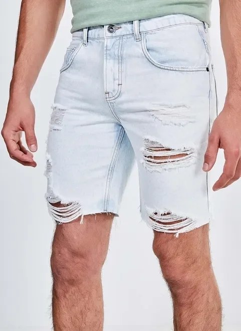 bermuda destroyed em jeans delavê bermuda destroyed em jeans delavê