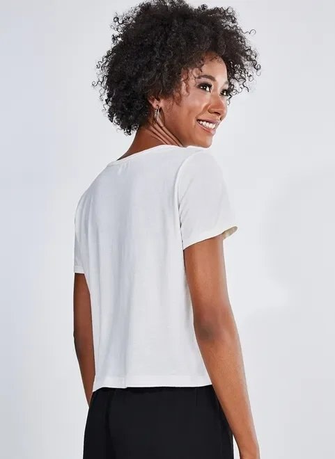 camiseta off-white estampa girassol camiseta off-white estampa girassol