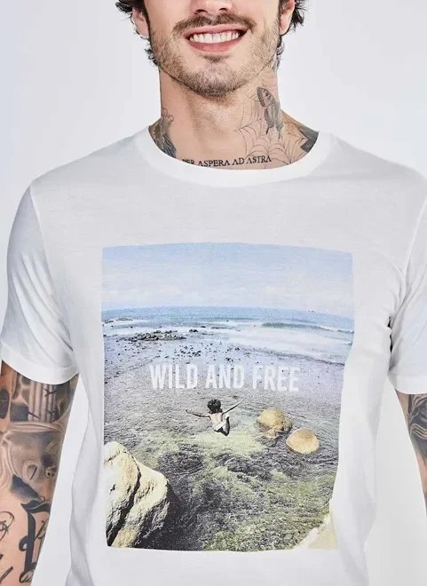 camiseta estampa fotográfica wild and free camiseta estampa fotográfica wild and free
